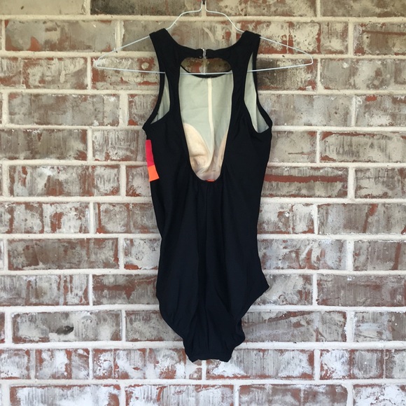 Land’s End Black Striped Tank One Piece Swim Suit - Picture 5 of 6